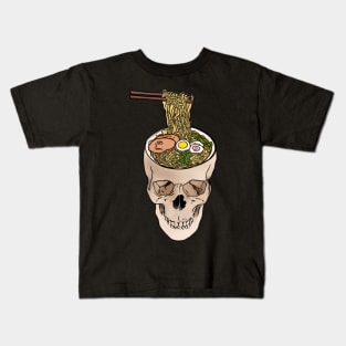 Ramen Noodle Skull Kids T-Shirt